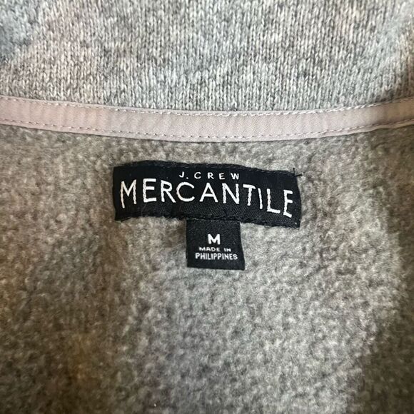 J. Crew Sweater Men's Medium Gray Polyester Long Sleeve Stretch Half-Zip - Picture 4 of 6